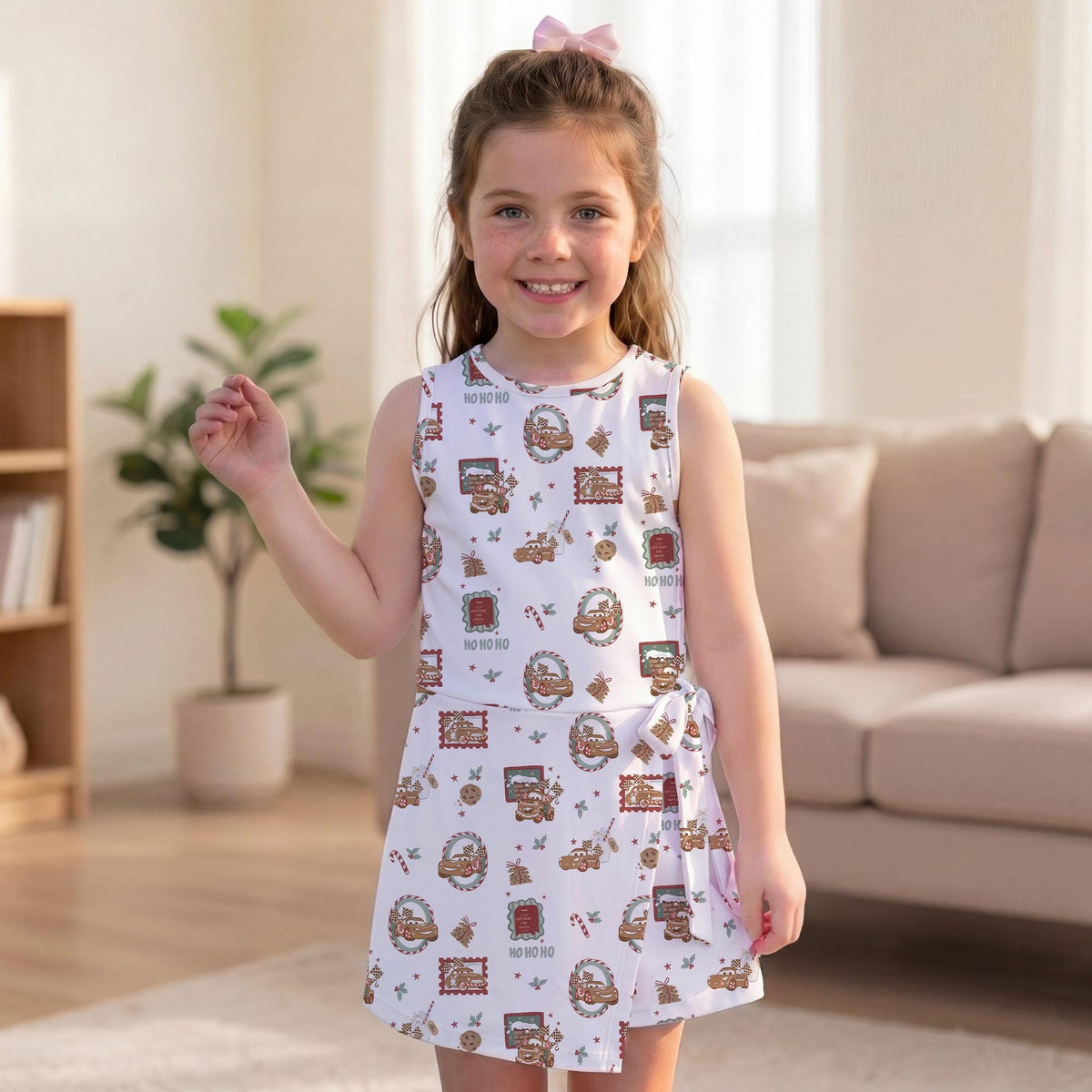 Cars Tow Mater Christmas Tennis Dress, Cars Gingerbread Pattern Activewear, Magical Kingdom Matching Skirt