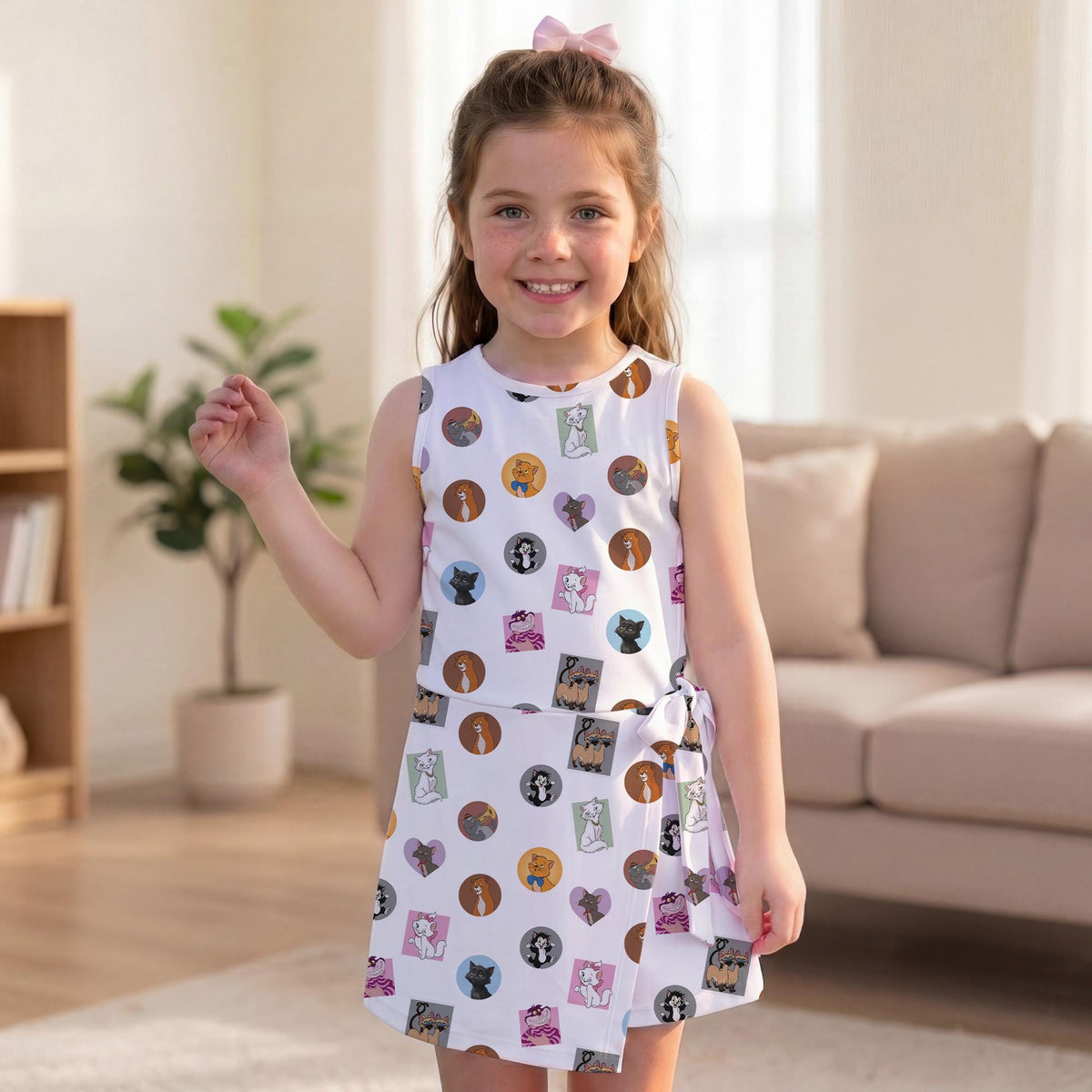 Magical Cats Lover Tennis Dress, Marie Aristocats Cheshire Pattern Skirt, Animals Kingdom Matching Outfits