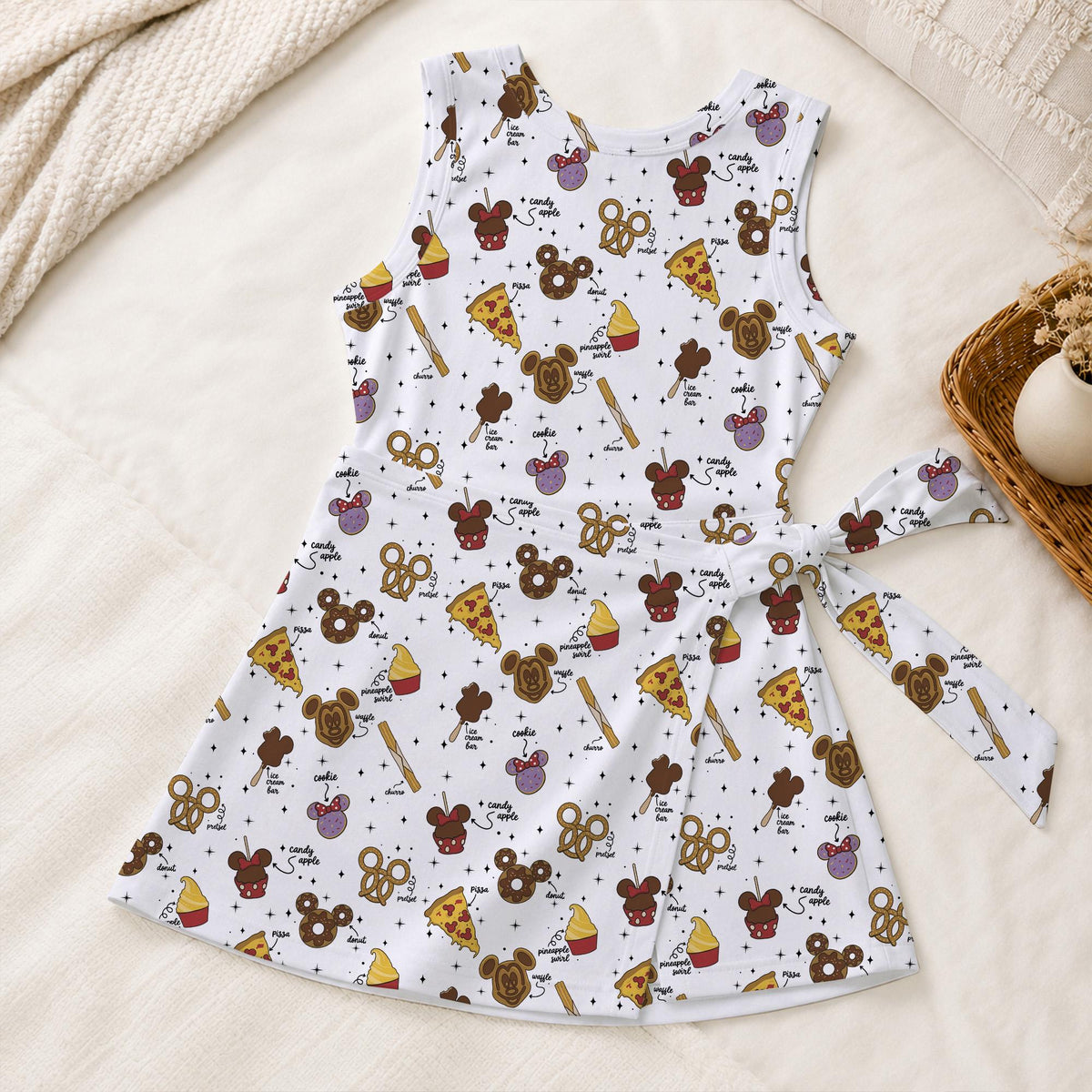 Mickey Foodie Pattern Tennis Dress, Mouse Waffle Pizza Pineapple Activewear, Magical Kingdom Sweet Treats Outfits