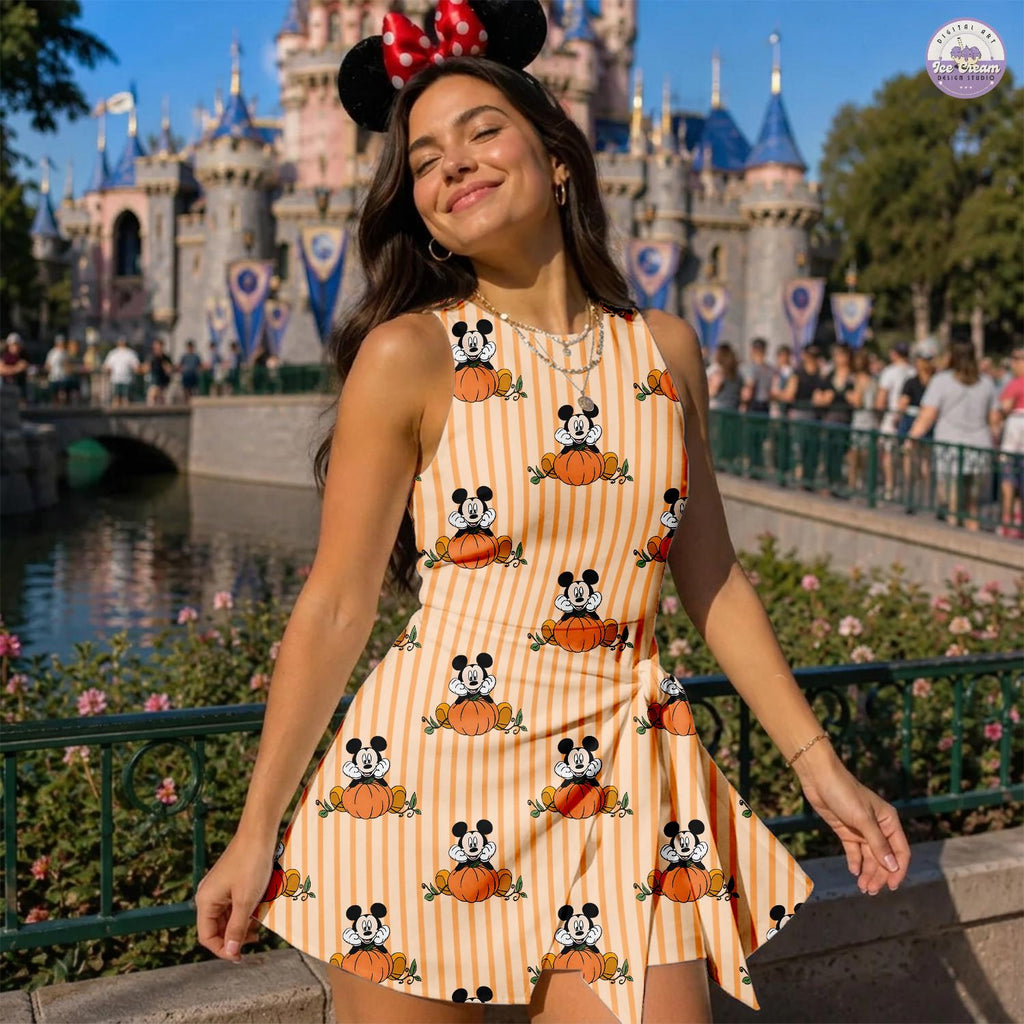 Disney Halloween Mickey Pumpkin Tennis Dress, Disneyland Spooky Outfits, Mickey Not So Scary Skort, Disney Women's Dress, Gift for Her