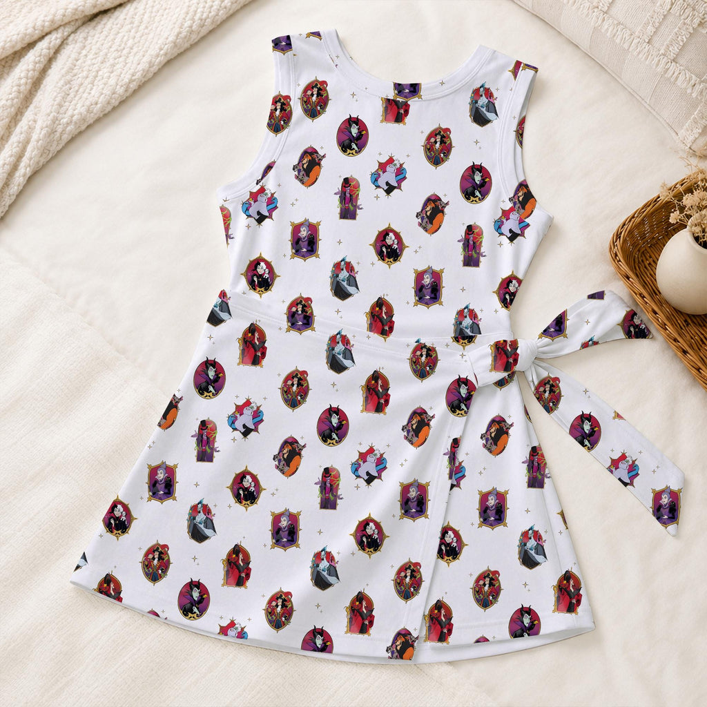 Magical Villains Frame Tennis Dress, Spooky Maleficent Cruella Pattern Skirt, Ursula Halloween Matching Outfits