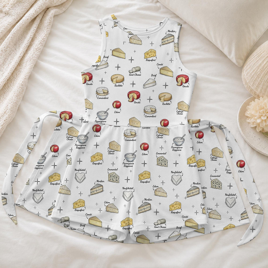 Gouda Edam Brie Cheese Pattern Tennis Dress, Cute Foodie Activewear, Cheez Lover Matching Skirt
