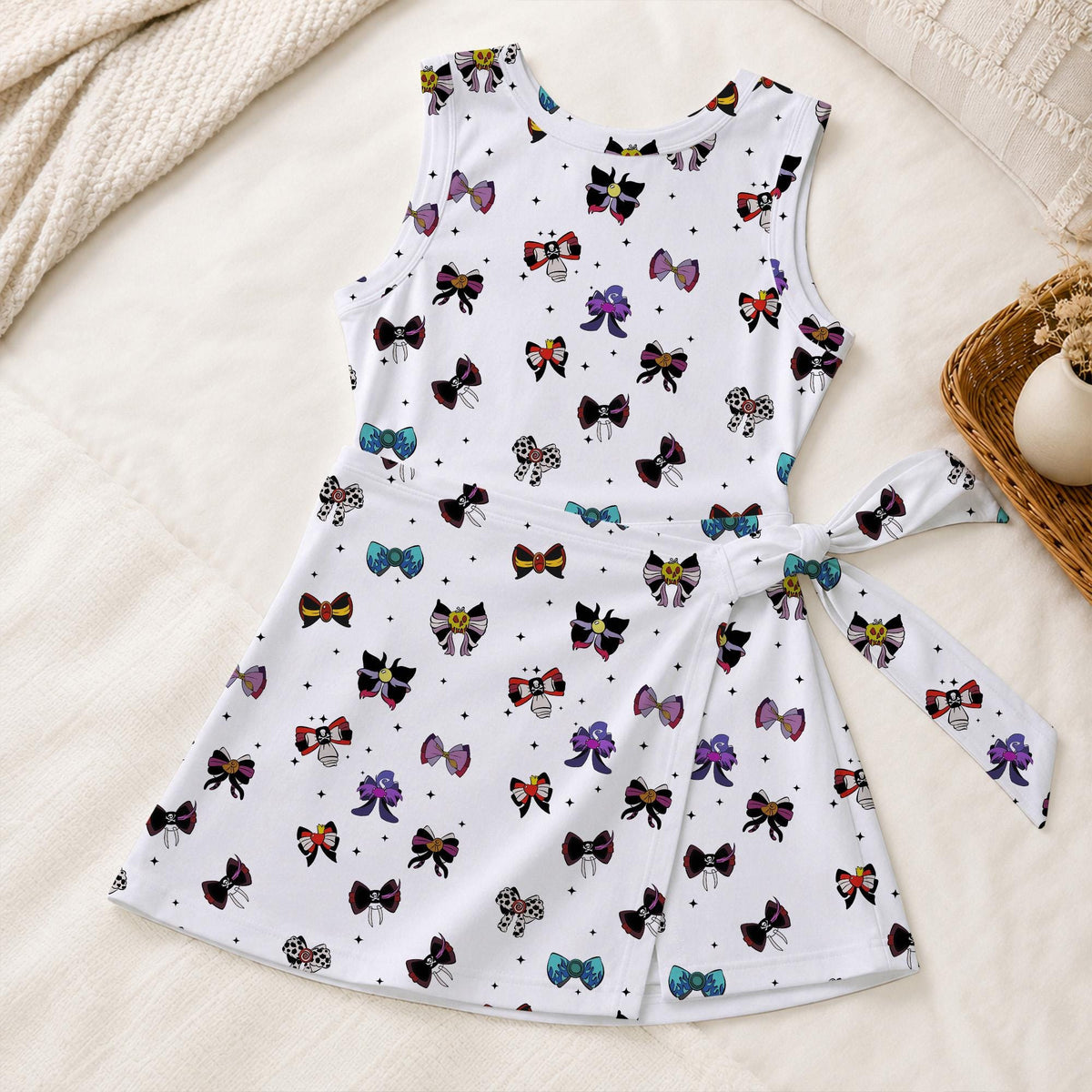 Magical Villains Bowties Tennis Dress, Halloween Coquette Activewear, Maleficent Evil Queen Matching Skirt