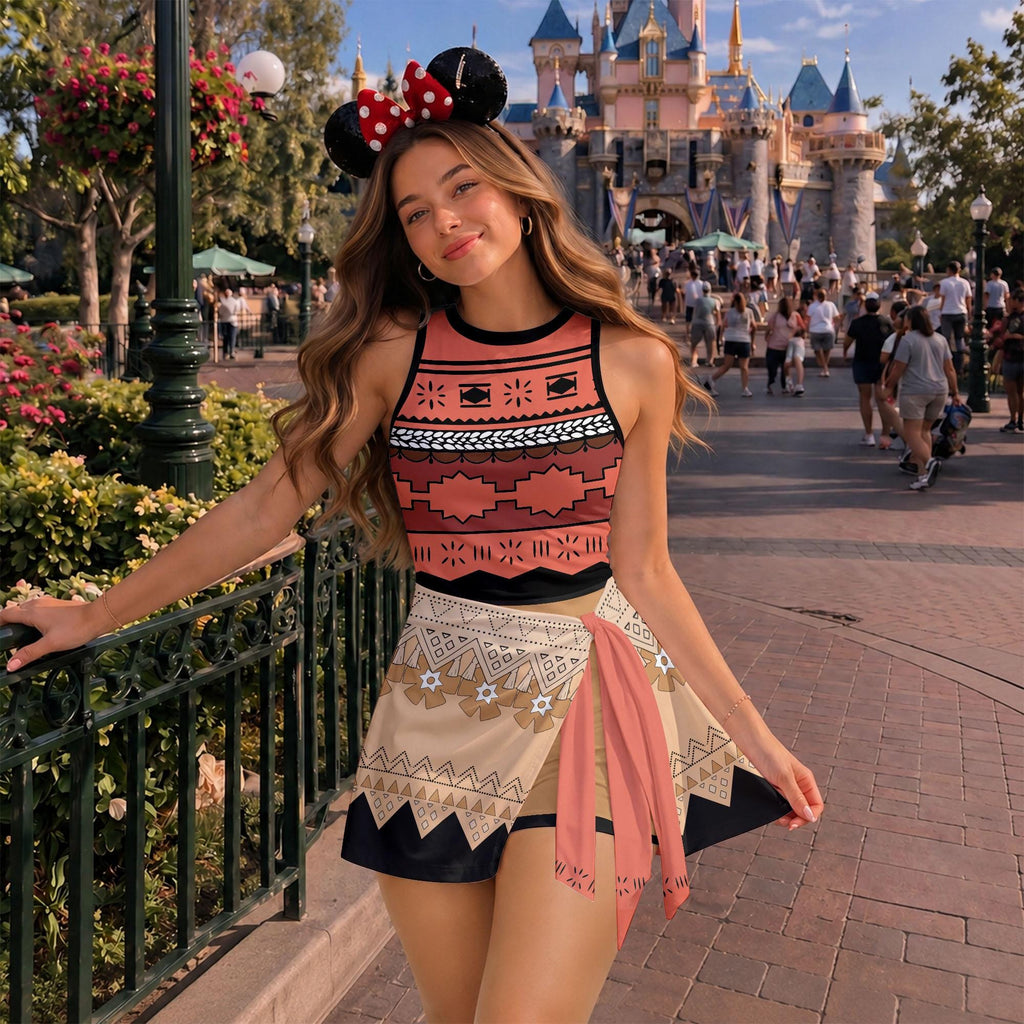 Inspired Moana Princess Tennis Dress, Disney Moana Athletic Skort Disneyland Pleated Skirt Theme Park Running Magic Kingdom Wear