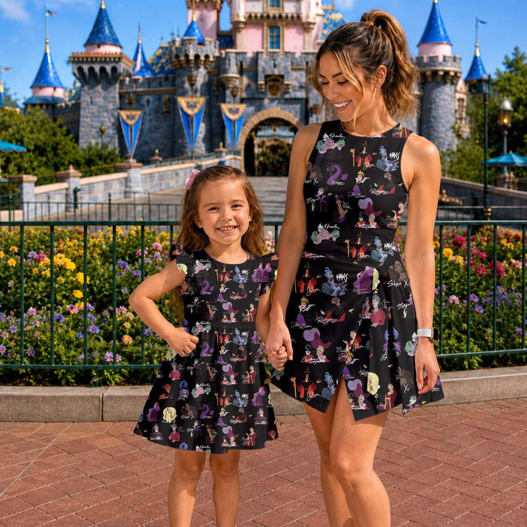 WDW Villains Tennis Dress Skirt, Evil Queen Maleficent Ursula Inspired Dress, Gothic Athletic Dress, Halloween Outfit Girls' Trip