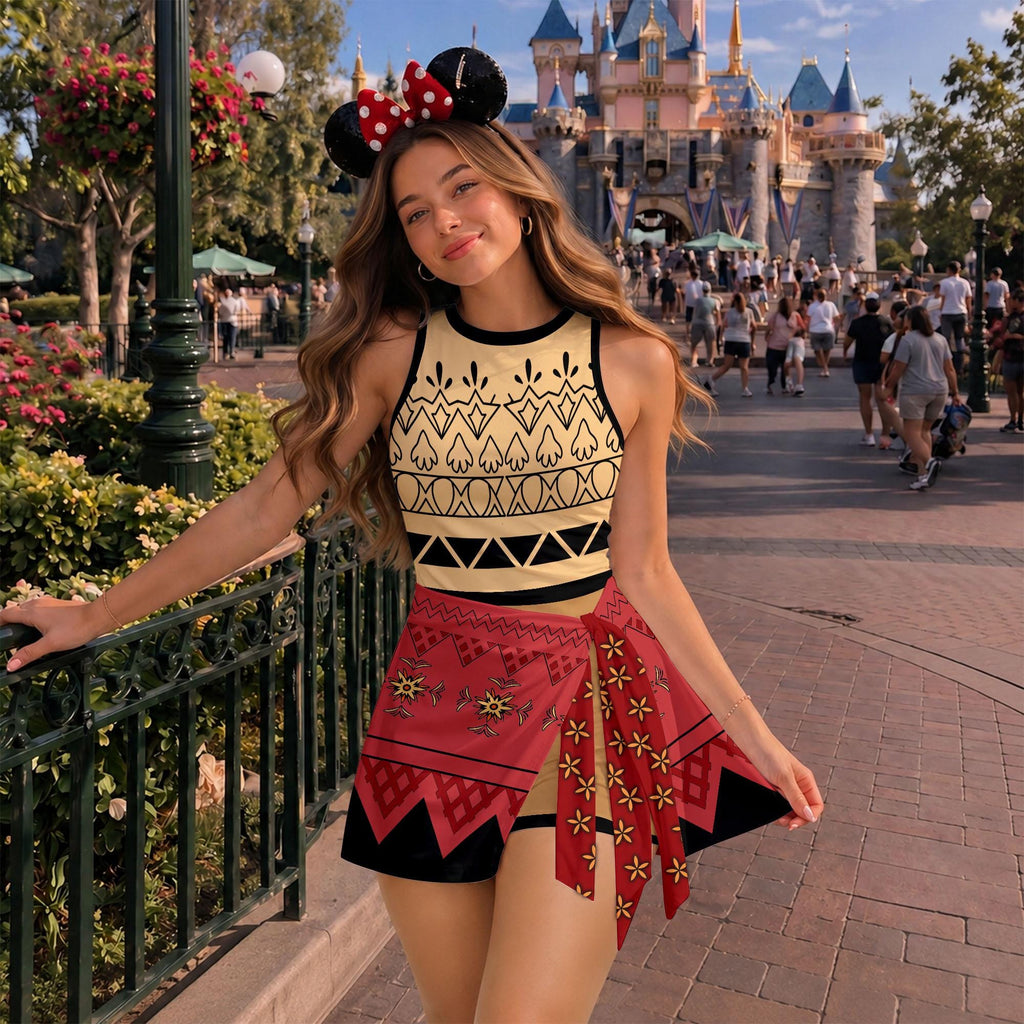 Inspired Moana Princess Tennis Dress, Disney Moana Athletic Skort Disneyland Pleated Skirt Theme Park Running Magic Kingdom Wear M2