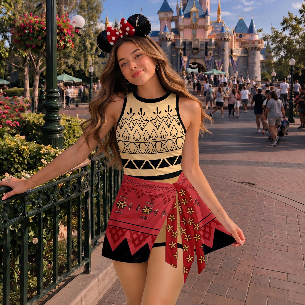 Inspired Moana Princess Tennis Dress, Disney Moana Athletic Skort Disneyland Pleated Skirt Theme Park Running Magic Kingdom Wear M2