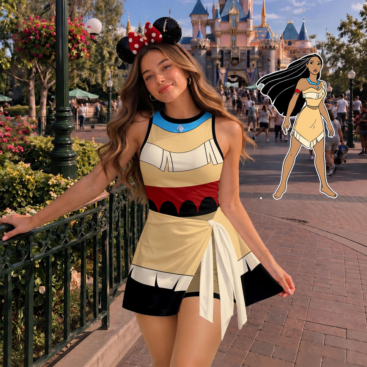 Inspired Pocahontas Princess Tennis Dress, Disney Pocahontas Athletic Skort Disneyland Pleated Skirt Theme Park Running Magic Kingdom Wear