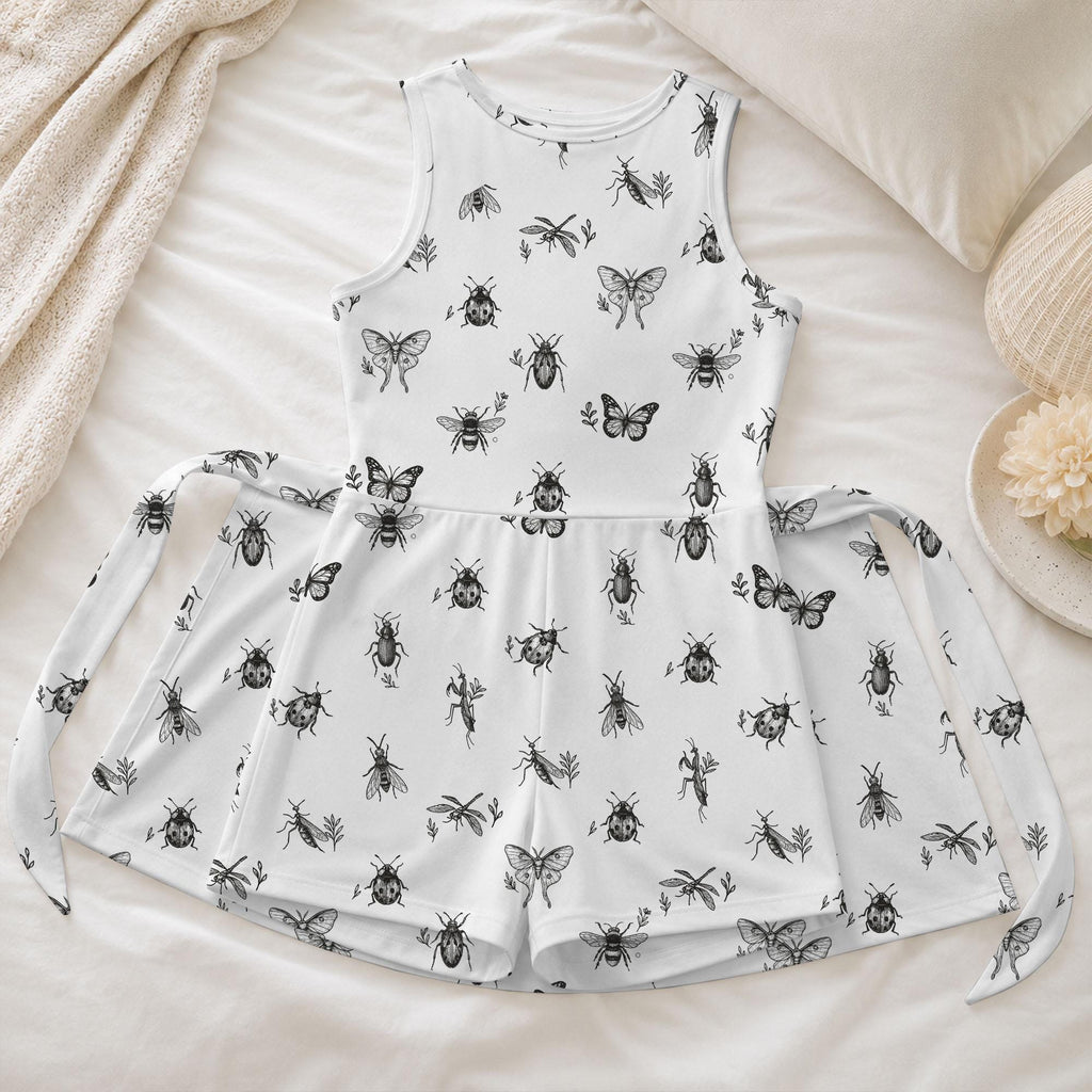 Vintage Insect Pattern Tennis Dress, Butterfly Bee Pattern Activewear, Ladybug Botanical Skort