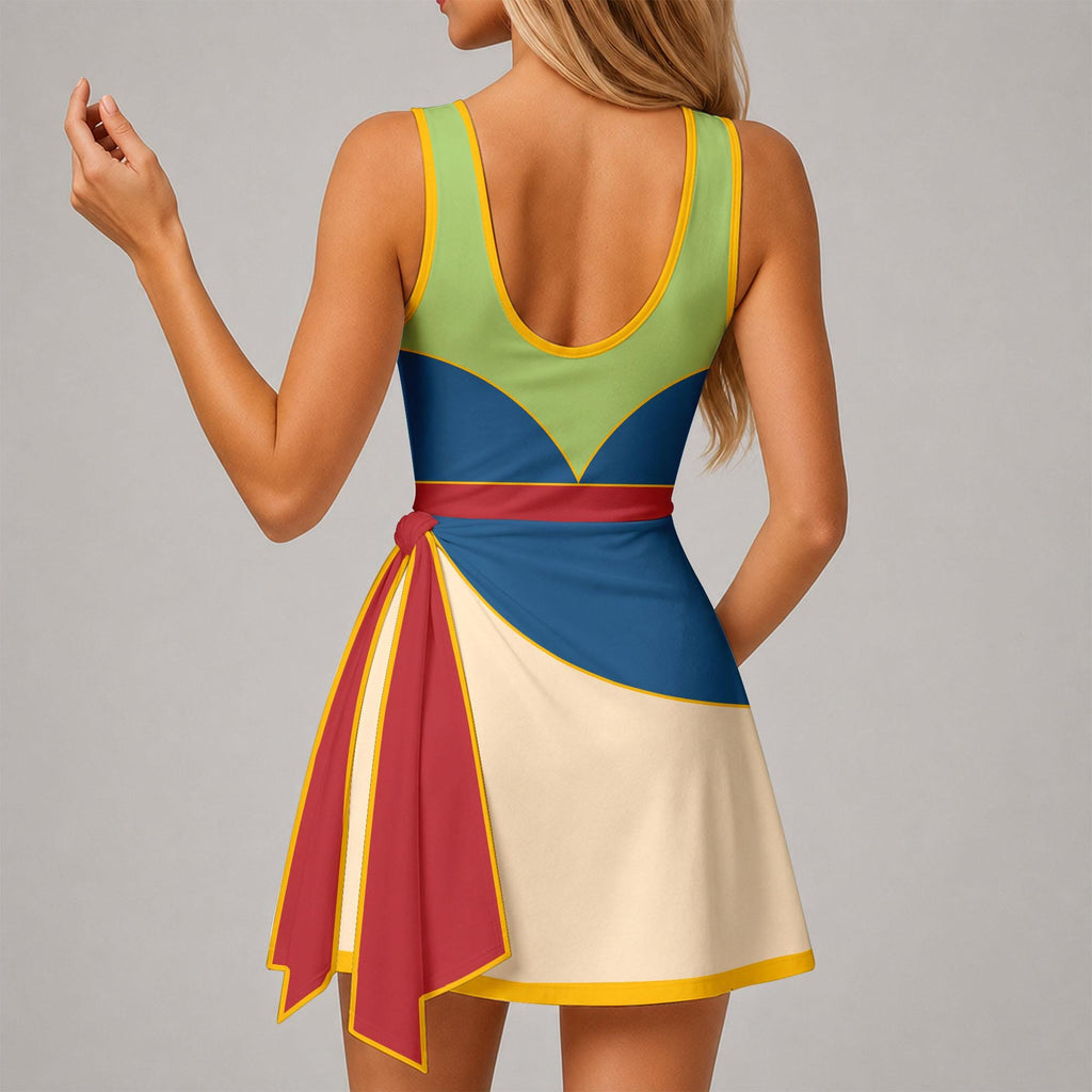 Inspired Mulan Princess Tennis Dress, Disney Mulan Athletic Skort Disneyland Pleated Skirt Theme Park Running Magic Kingdom Wear M1