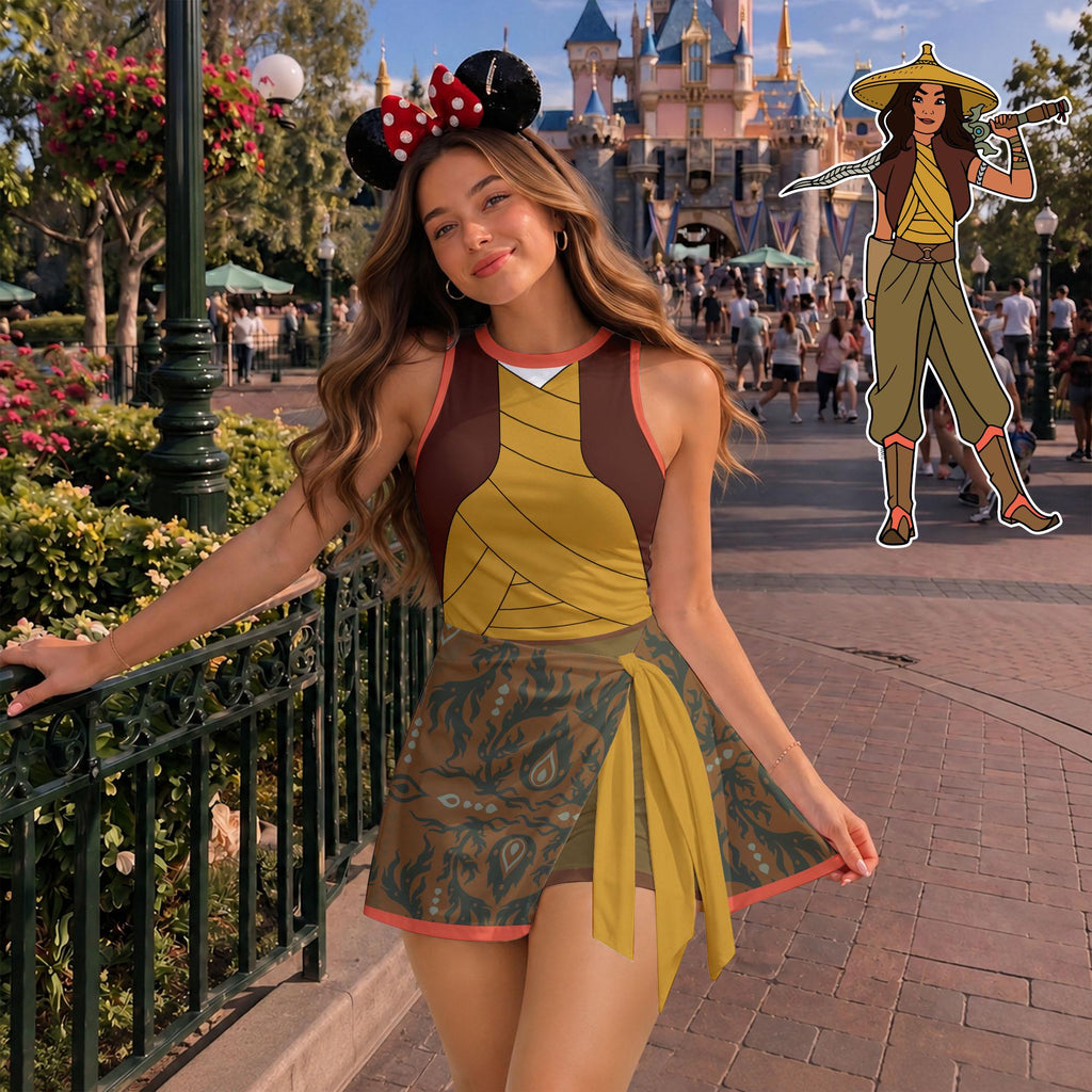 Inspired Raya Princess Tennis Dress, Disney The Last Dragon Athletic Skort Disneyland Pleated Skirt Theme Park Running Magic Kingdom Wear