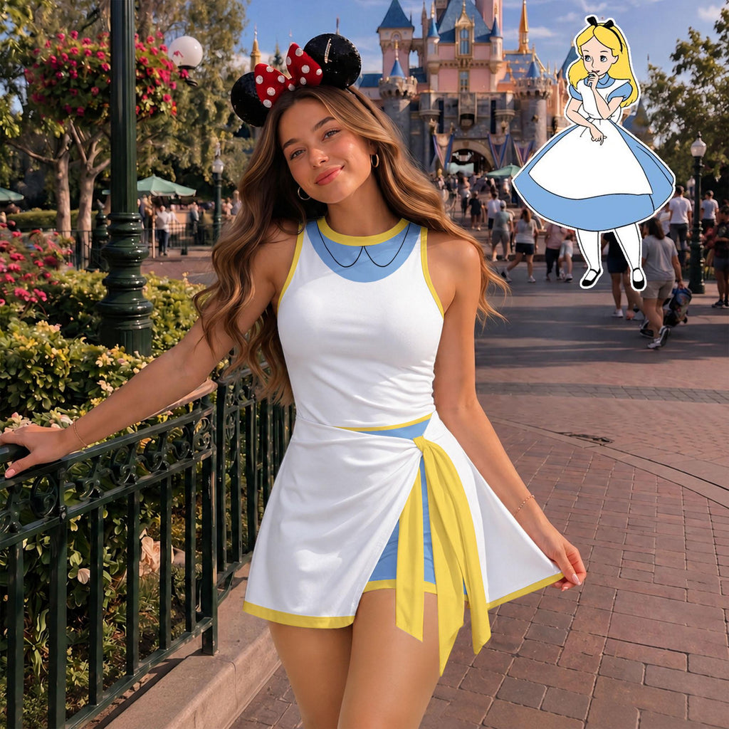 Inspired Alice Tennis Dress, Disney Alice In Wonderland Athletic Skort Disneyland Pleated Skirt Theme Park Running Magic Kingdom Wear