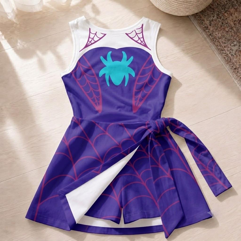 Halloween Gwen Stacy Spider Man Costume Tennis Dress Skirt, Spiderman Superhero Cosplay Dress, Disney Halloween Outfits, Spidey Tennis Dress