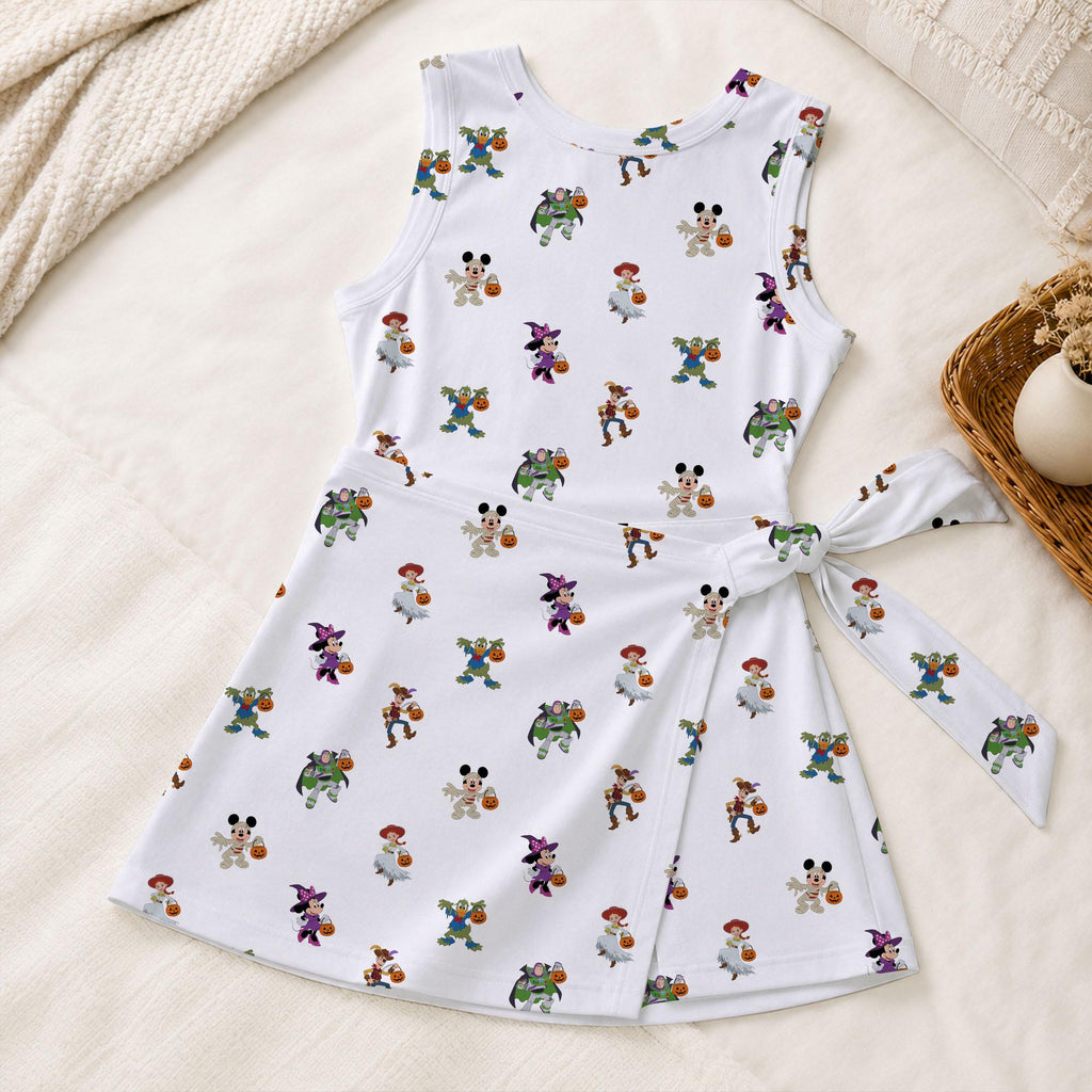 Halloween Magical Characters Costume Tennis Dress, Spooky Mummy Mickey Vampire Buzz Activewear, Minnie Witch Pumpkin Skort
