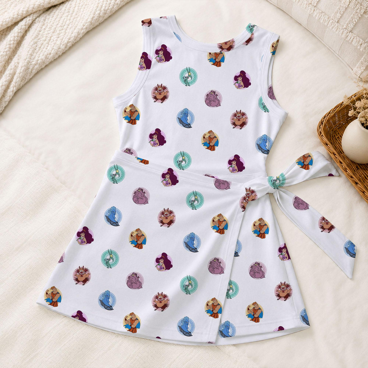 Hercules Characters Tennis Dress, Megara Hades Activewear, Pain Panic Phil Pattern Skort
