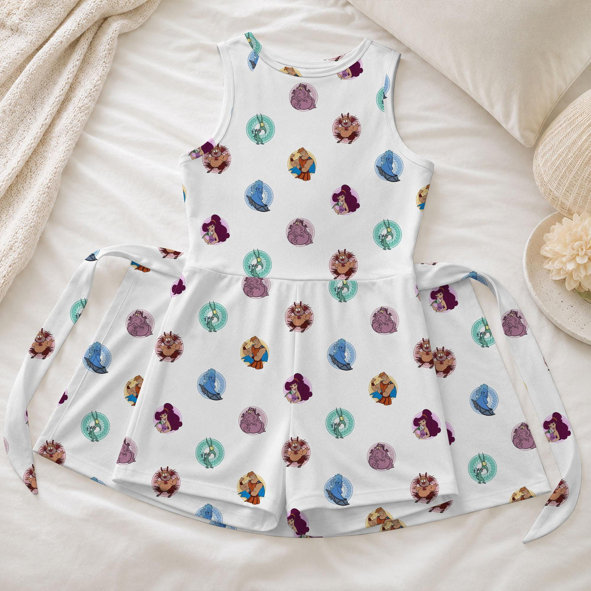 Hercules Characters Tennis Dress, Megara Hades Activewear, Pain Panic Phil Pattern Skort