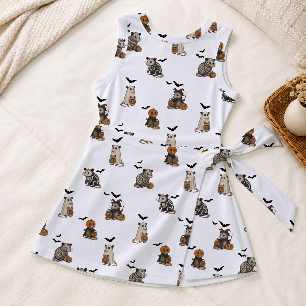 Halloween Rat Costume Tennis Dress, Mummy Mouse Pattern Activewear, Spooky Skeleton Rat Skort