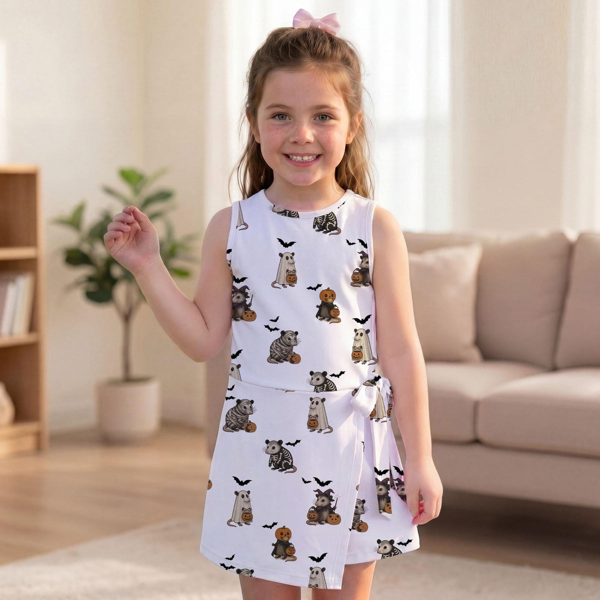 Halloween Rat Costume Tennis Dress, Mummy Mouse Pattern Activewear, Spooky Skeleton Rat Skort