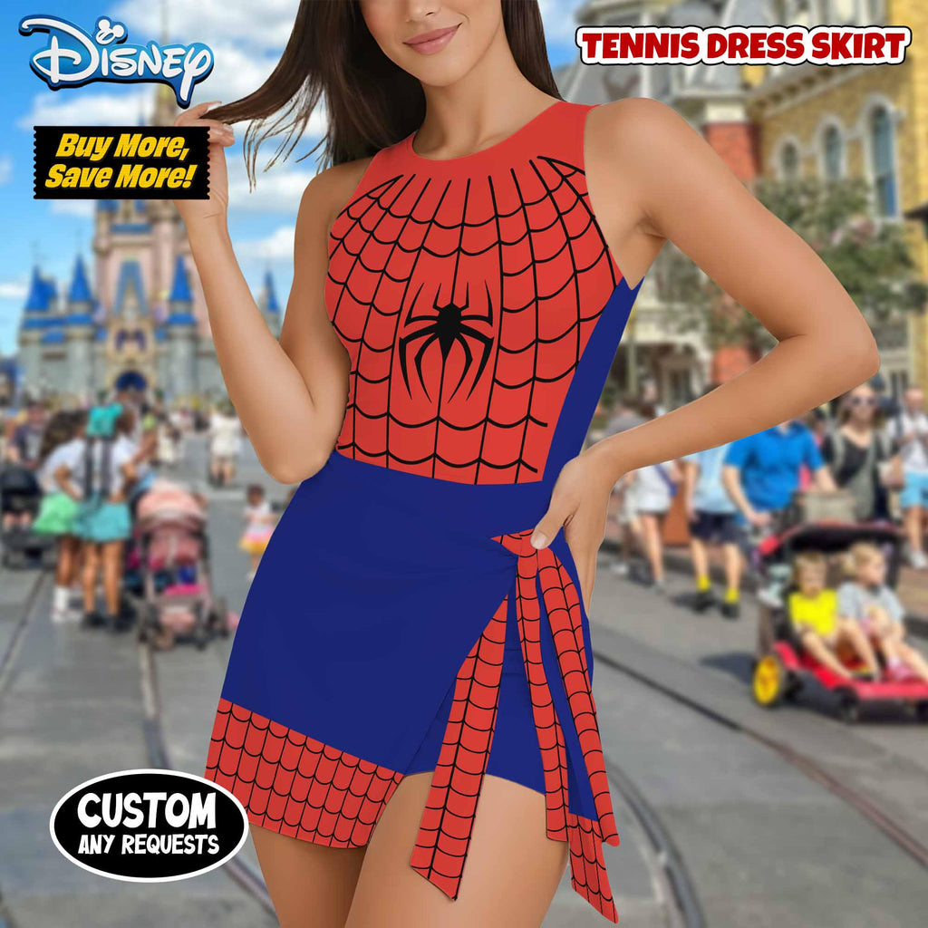 Halloween Spider Man Wrap Skort dress, Spiderman Superhero Cosplay Dress, Superhero Costume Outfit, Halloween Party 2026 Girls' Trip Dress
