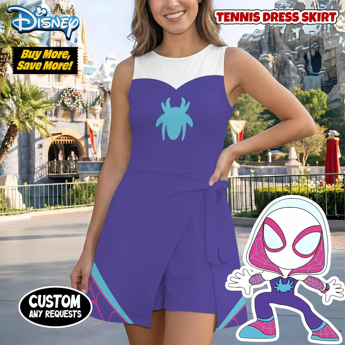 Halloween Spider Man Wrap Skort dress, Spiderman Superhero Cosplay Dress, Superhero Costume Outfit, Halloween Party 2026 Girls' Trip Dress