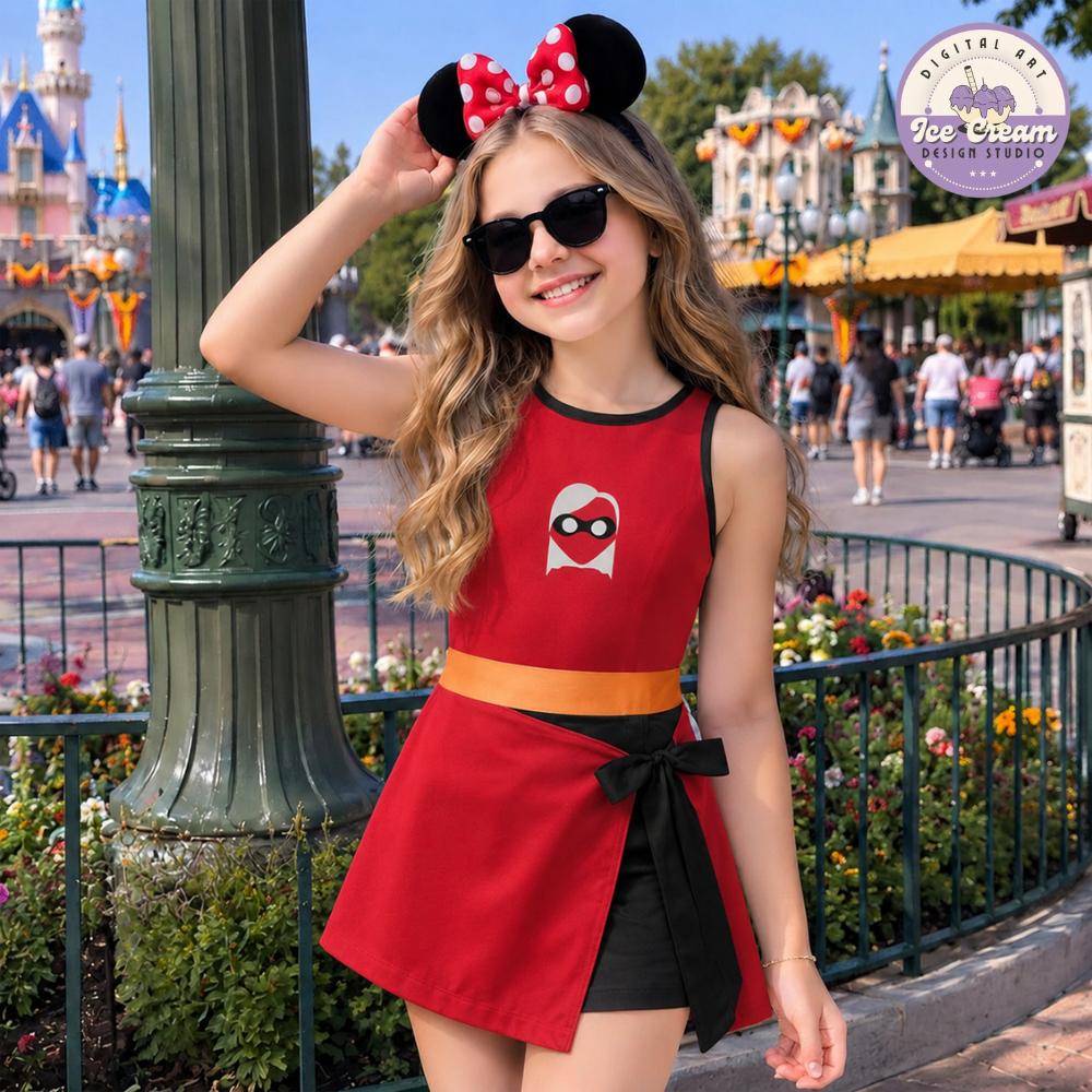 Disney The Incredibles Tennis Dress, Parr Family Superhero Elastigirl Jack Jack Disney Girl Trip Hallooween Womens Kids Costume Dress Skirt