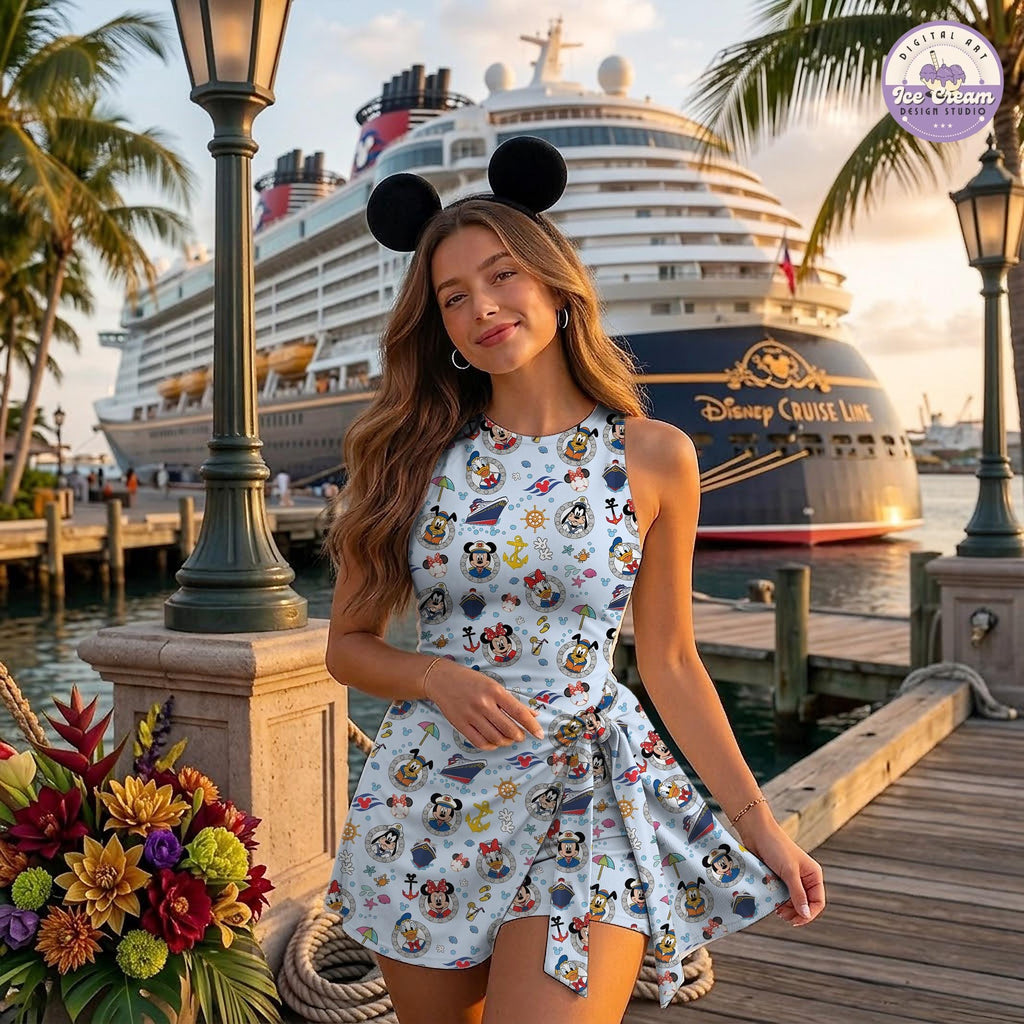 Disney Cruise Mickey & Friends Tennis Dress, Mickey Mouse Disney Cruise Skort, Wish Vacation Wear Running, Disney Women's Skort Dress