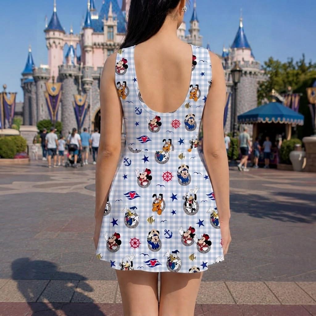 Mickey and Friends Cruise Gingham Tennis Skirt, Disney Cruise Trip Outfits, Disney Cruise Line Tennis Dress Skirt, Disney Mickey Dress Skirt