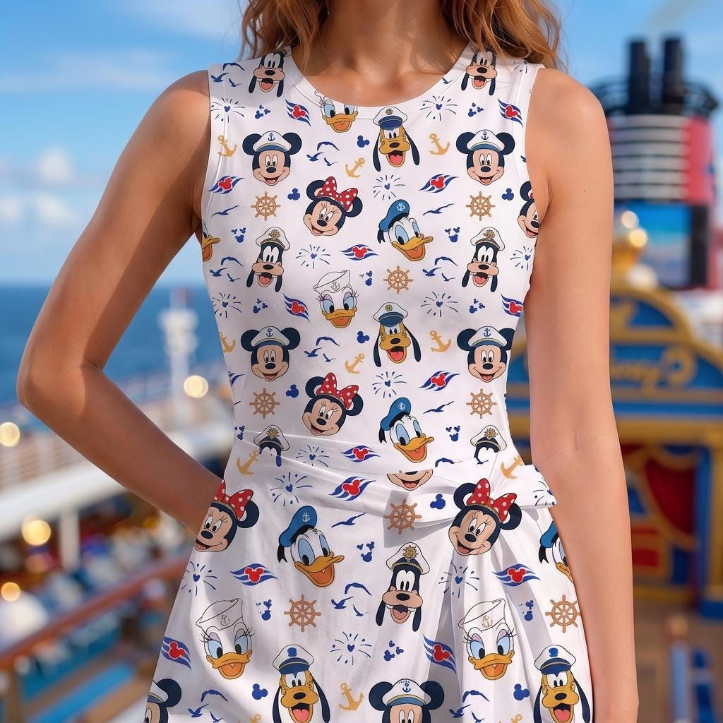 Disney Mickey and Friends Cruise Tennis Skirt, Disney Cruise Trip Outfit, Nautical Disney Dress Skirt, Disney Cruise Line Tennis Dress Skirt