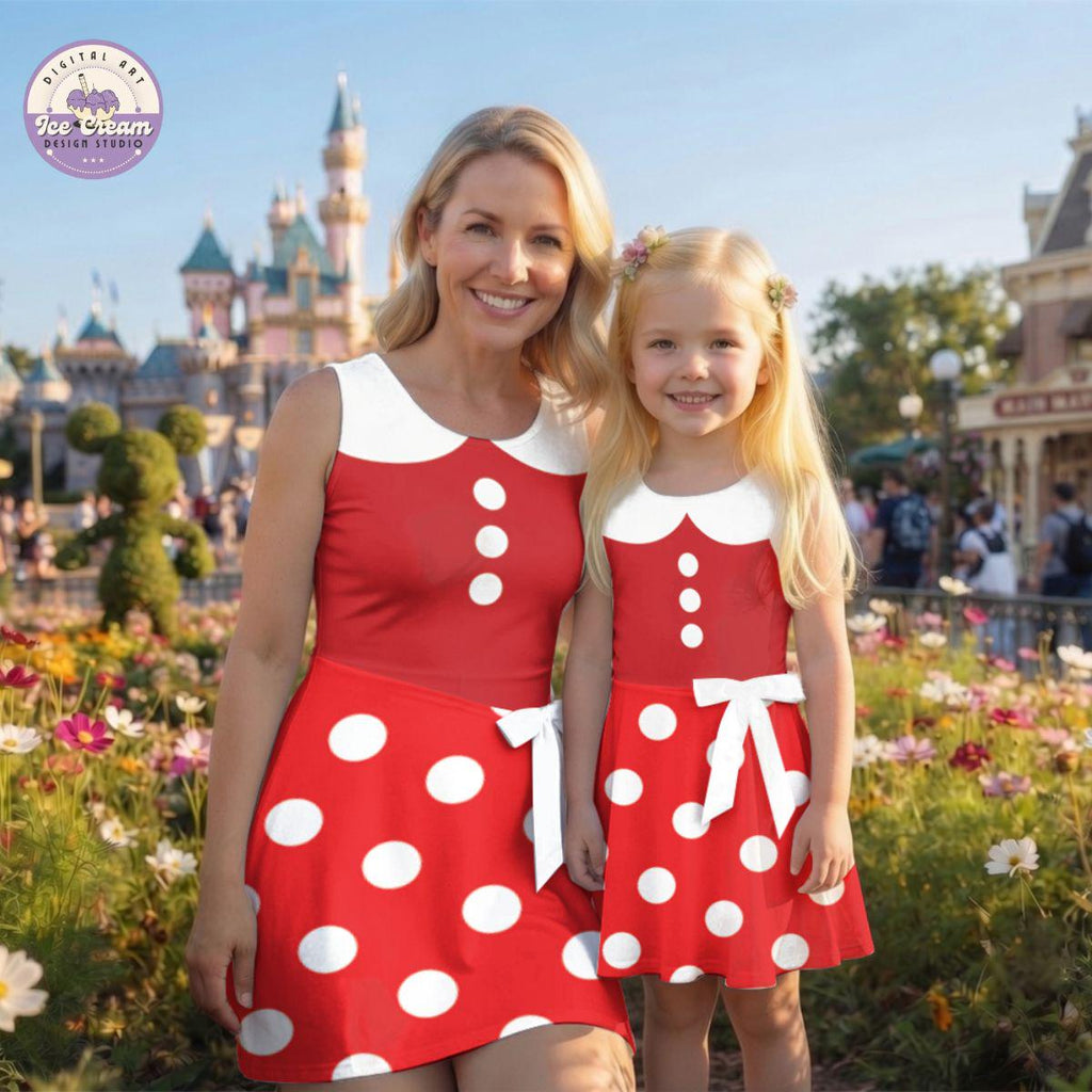 Halloween Minnie and Daisy Tennis Skirt Dress, Disney Mom and Daughter Matching Dress, Girls Just Wanna Have Fun, Minnie Wrap Skort Dress