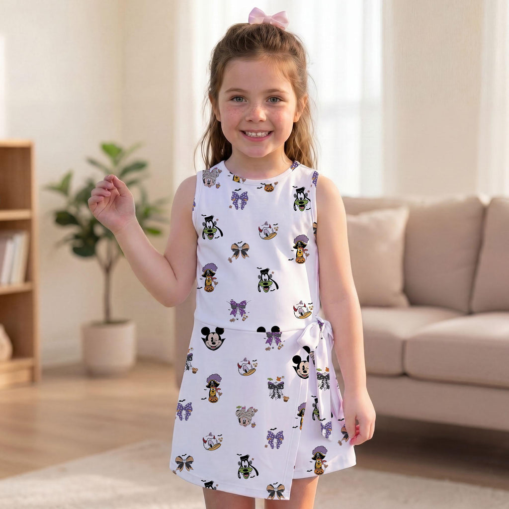 Halloween Mickey Friends Tennis Dress, Spooky Mickey Minnie Activewear, Donald Goofy Costume Pattern Skirt For Pumpkin Season