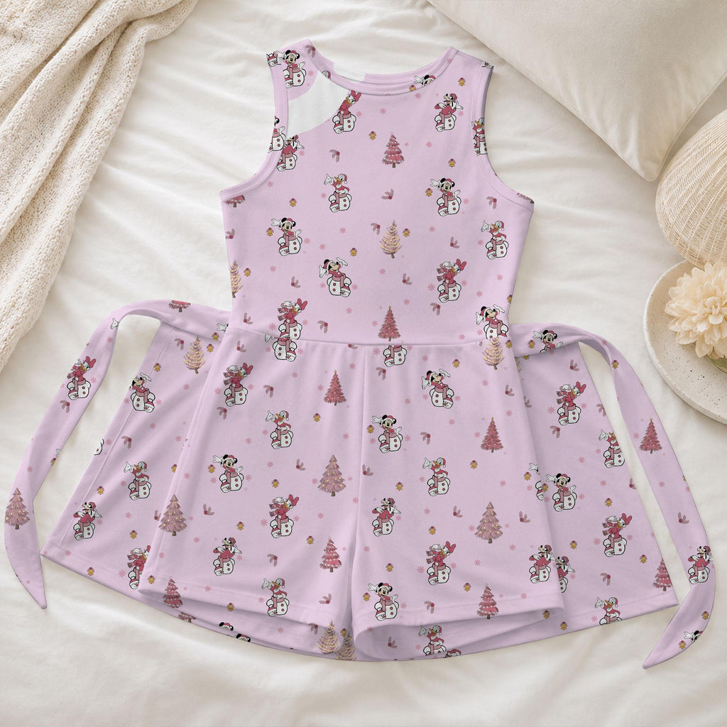 Christmas Mickey and Friends Tennis Dress, Minnie Daisy Pluto Snowman Skirt, Pink Mouse Pattern Activewear