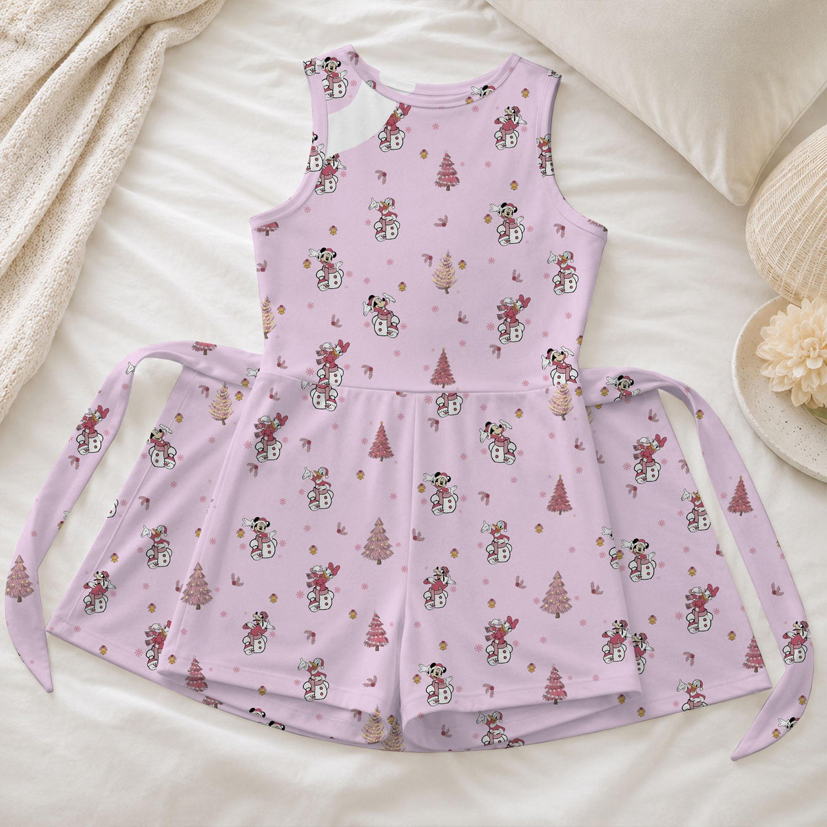 Christmas Mickey and Friends Tennis Dress, Minnie Daisy Pluto Snowman Skirt, Pink Mouse Pattern Activewear