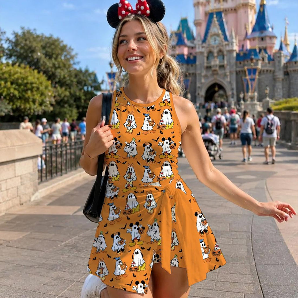 Mickey and Friends Ghost Halloween Tennis Dress, Disney Halloween Trip Costume Dress Skirt, WDW Disneyland Mickey's Not So Scary Skirt