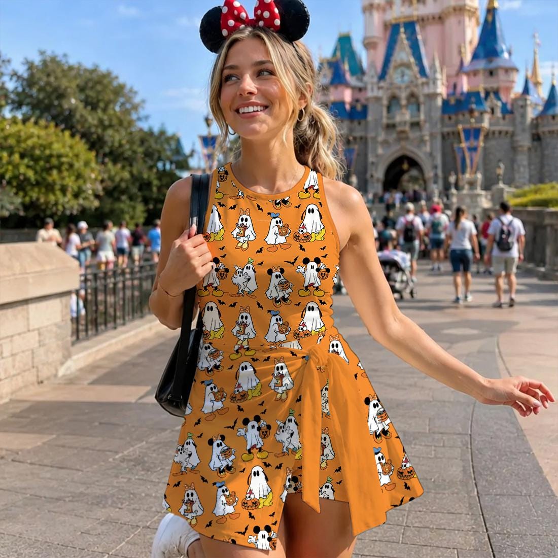 Mickey and Friends Ghost Halloween Tennis Dress, Disney Halloween Trip Costume Dress Skirt, WDW Disneyland Mickey's Not So Scary Skirt