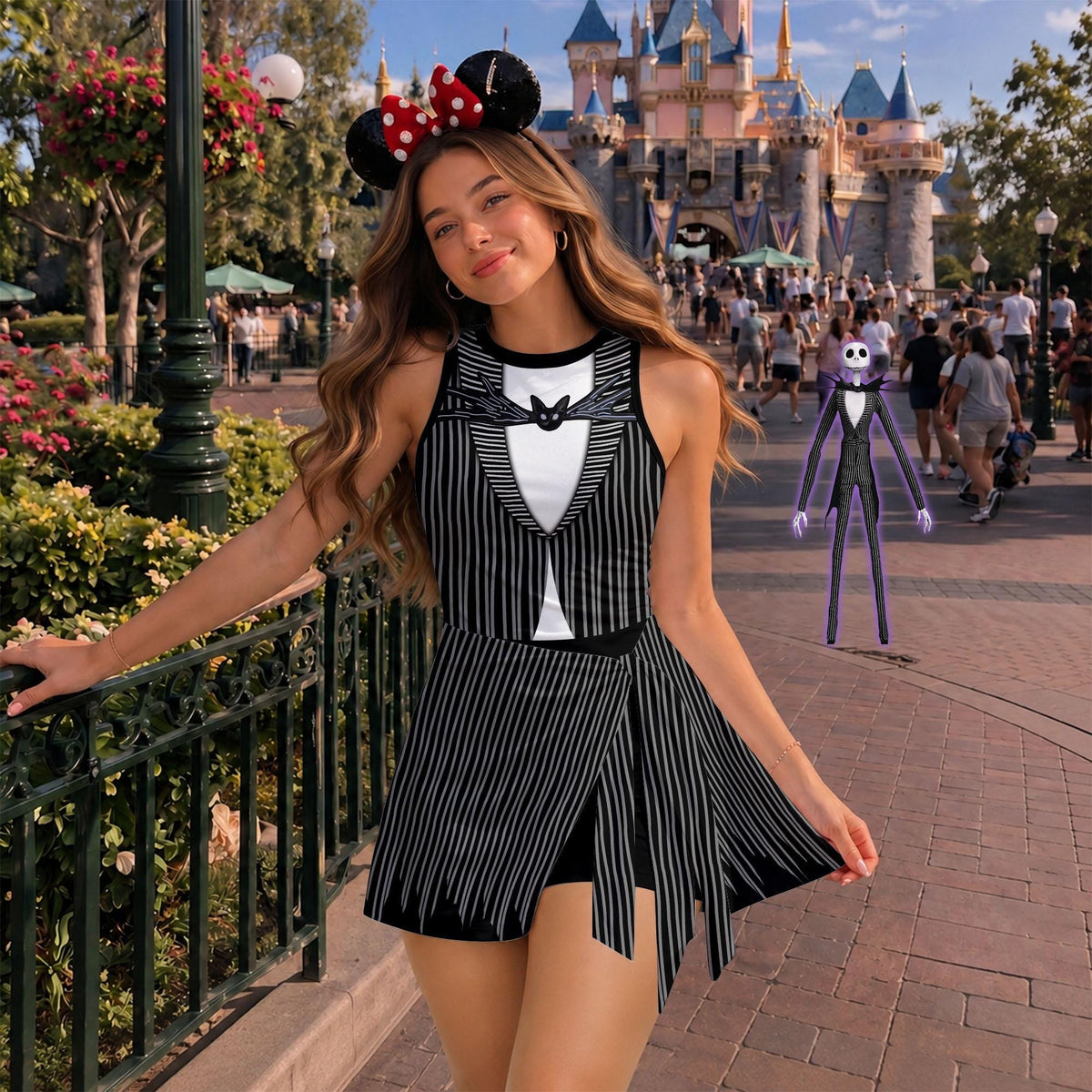 Inspired The Nightmare before Christmas Tennis Dress, Disney Jack Skellington Sally Athletic Skort Disneyland Pleated Skirt Magic Kingdom