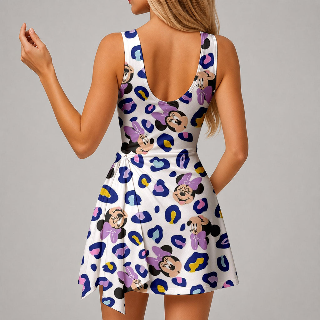 Disney Leopard Tennis Dress, Disney Mickey Leopard Athletic Skort Disneyland Pleated Skirt Theme Park Running Magic Kingdom Wear