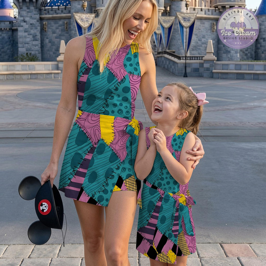 Jack Skellington & Sally Halloween Tennis Dress, Womens Kids Costume Dress Skirt, WDW Disneyland Halloween Trip Women Outfit Gift for her