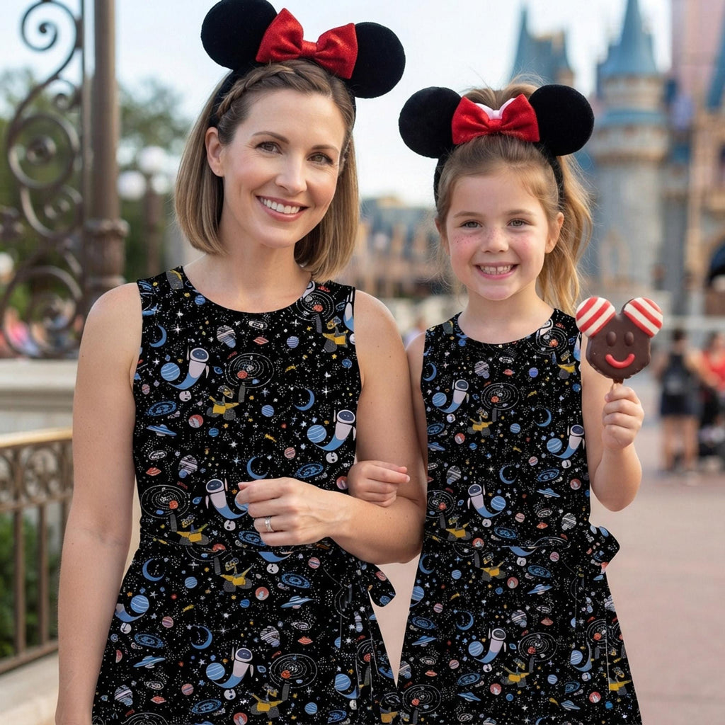 Eve Wall-E Galaxy Tennis Dress, Wall-E Space Adventure Activewear, Cosmic Stars Pattern Skirt For Magical Kingdom Trip
