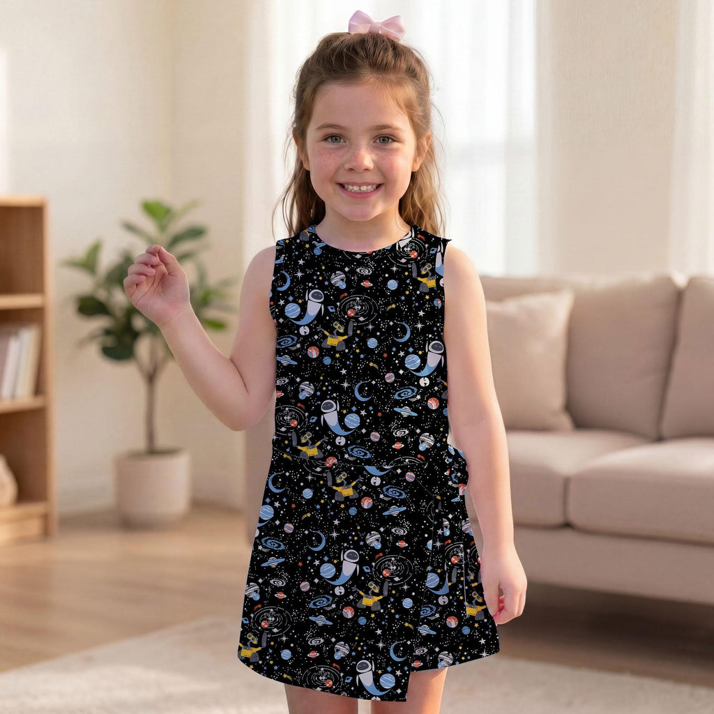 Eve Wall-E Galaxy Tennis Dress, Wall-E Space Adventure Activewear, Cosmic Stars Pattern Skirt For Magical Kingdom Trip