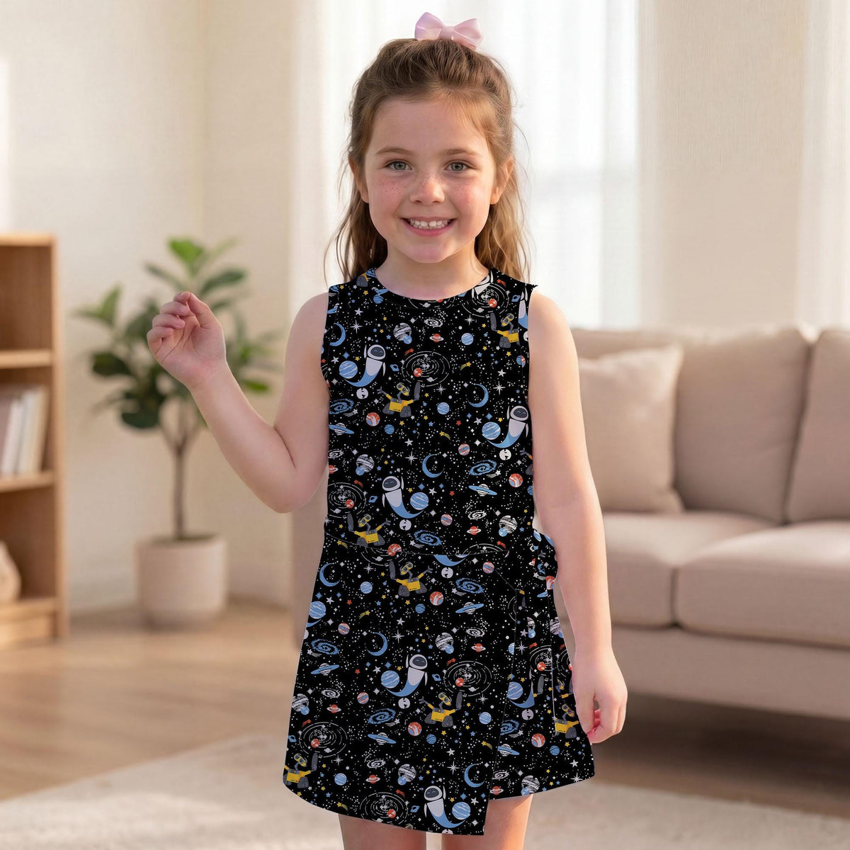 Eve Wall-E Galaxy Tennis Dress, Wall-E Space Adventure Activewear, Cosmic Stars Pattern Skirt For Magical Kingdom Trip