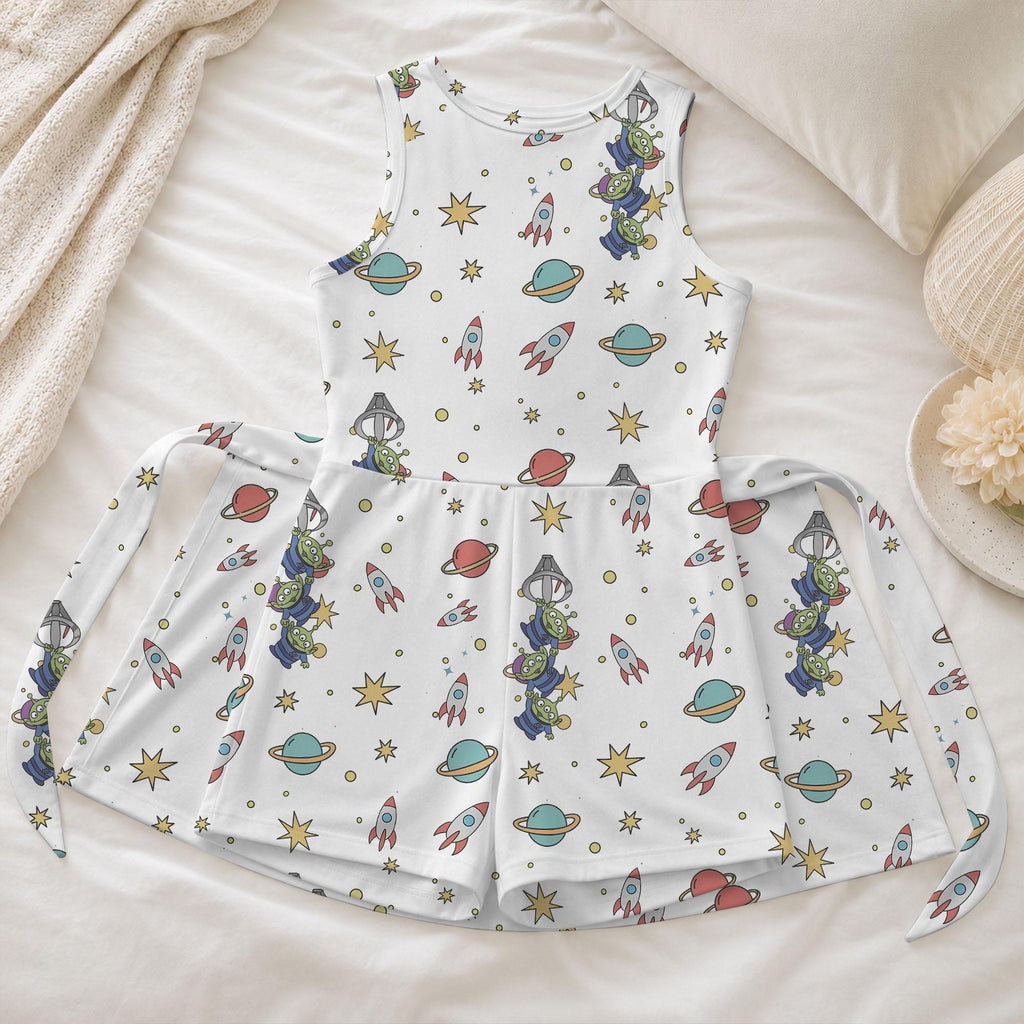 Toy Story Aliens Space Rocket Planet Tennis Dress, Pixar TS5 Aliens Pattern Activewear, Magical Kingdom Trip Matching Skirt