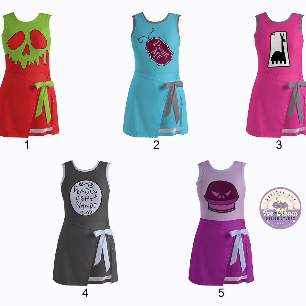 Disney Poison Halloween Tennis Dress, Pick Your Poison Disney Villains Poison Apple, Kuzco's Poison Hallooween Women Kid Costume Dress Skirt
