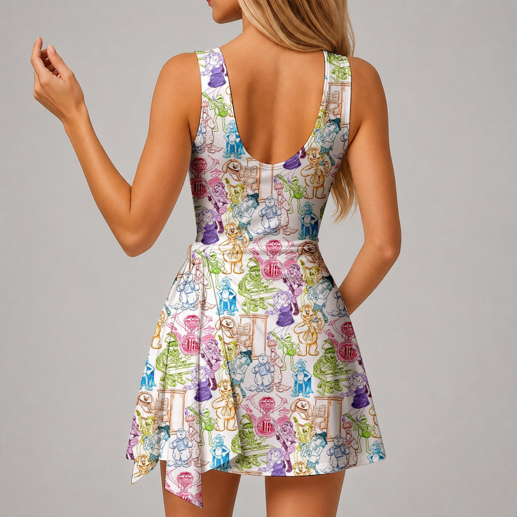 Disney The Muppets Tennis Dress, Disney Monster Athletic Skort Fairytale Disneyland Pleated Skirt Theme Park Running Magic Kingdom Wear