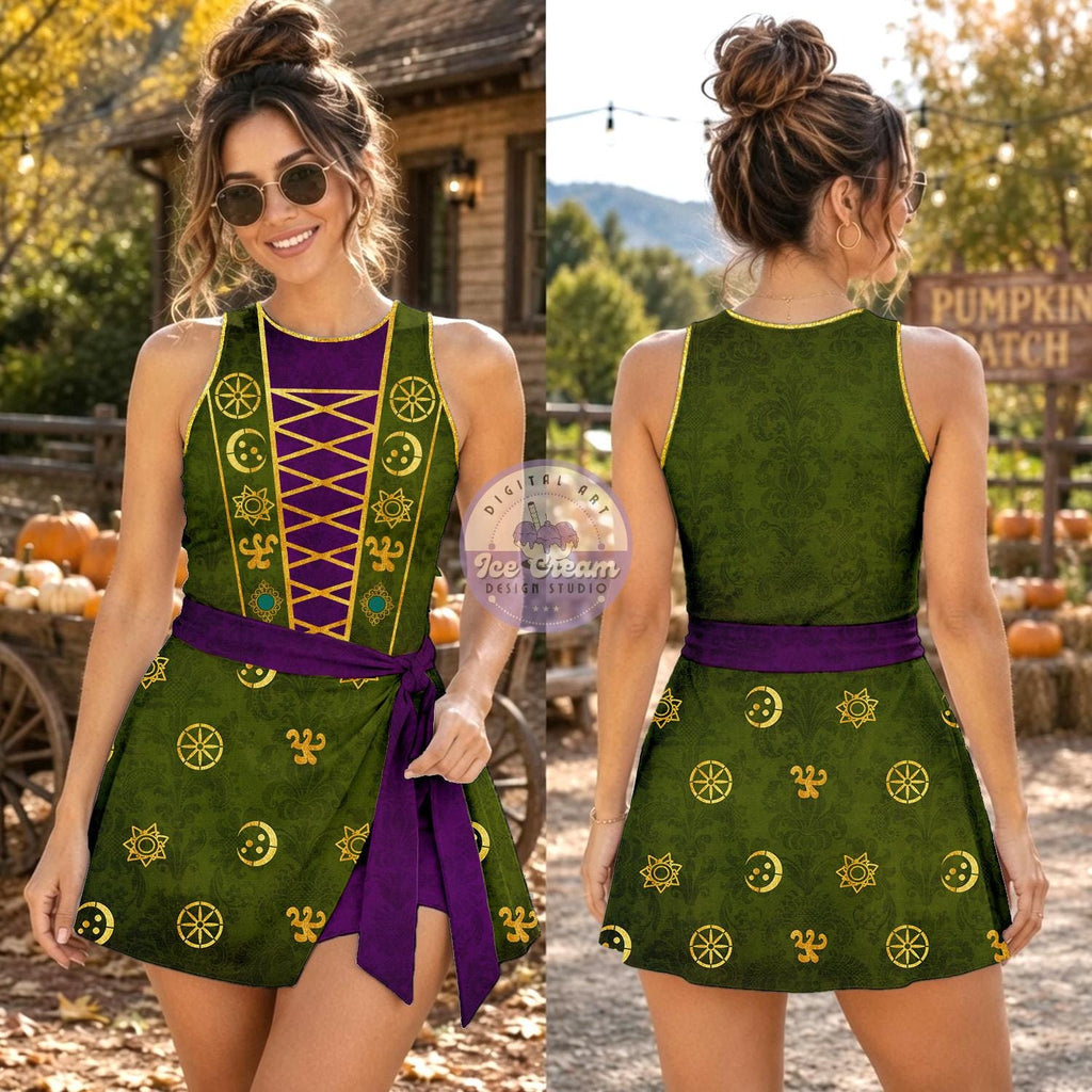 Sanderson Sisters Costume Tennis Dress, Hocus Pocus Inspired Women's Halloween Costume Dress, Disney Halloween Girls Trip 2026 Dress Outfit
