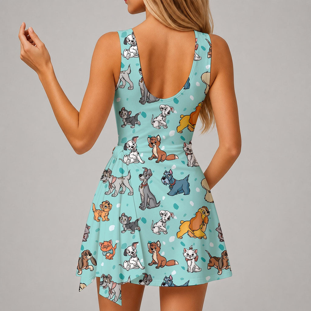Disney Dogs and Cats Tennis Dress, Disney Athletic Skort Fairytale Disneyland Pleated Skirt Theme Park Running Magic Kingdom Wear