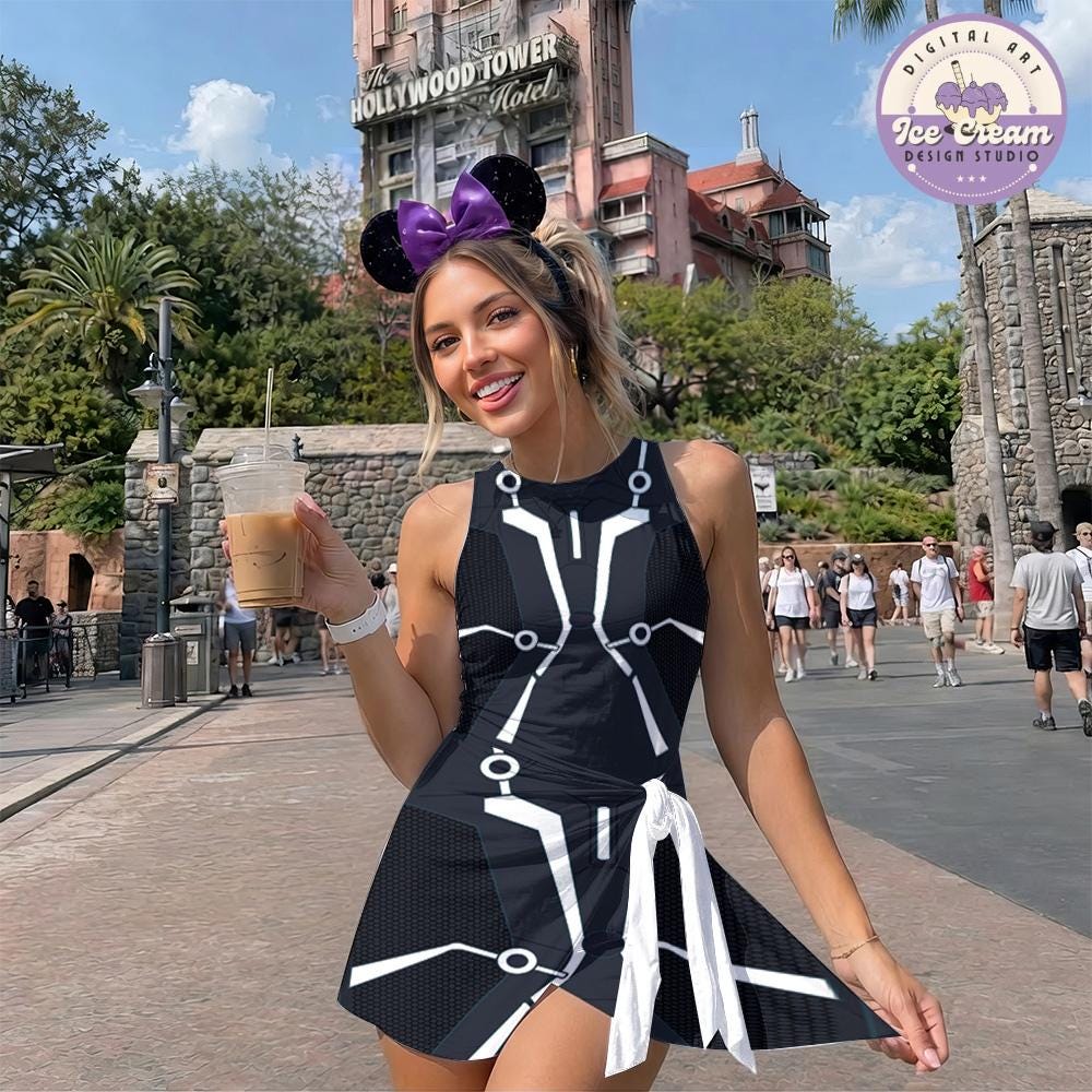Disney Tron Lightcycle Run Tennis Dress, Tron Lightcycle Power Run Ride Team Disney Girl Trip, Hallooween Womens Kids Costume Dress Skirt