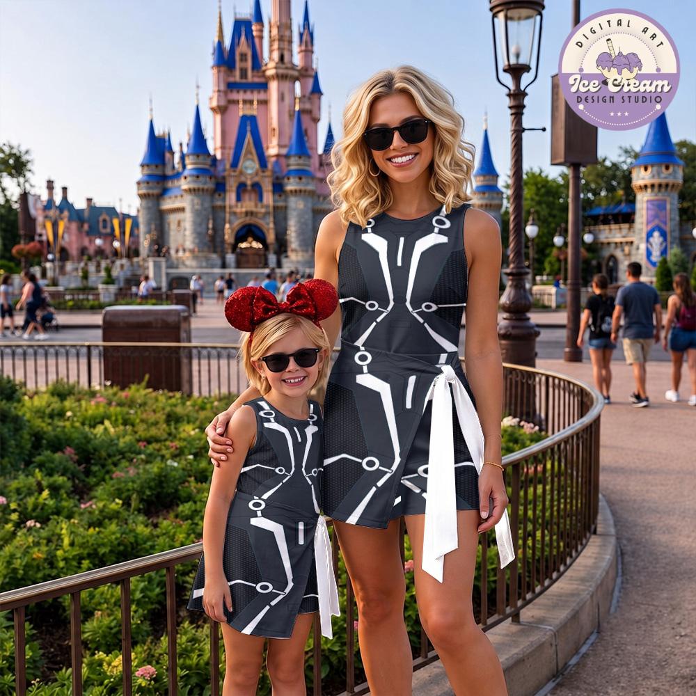 Disney Tron Lightcycle Run Tennis Dress, Tron Lightcycle Power Run Ride Team Disney Girl Trip, Hallooween Womens Kids Costume Dress Skirt