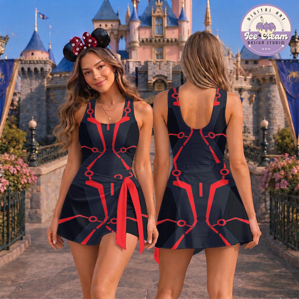 Disney Tron Lightcycle Run Tennis Dress, Tron Lightcycle Power Run Ride Team Disney Girl Trip, Hallooween Womens Kids Costume Dress Skirt
