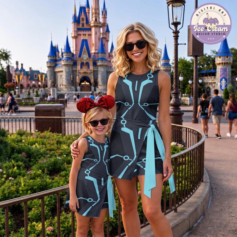 Disney Tron Lightcycle Run Tennis Dress, Tron Lightcycle Power Run Ride Team Disney Girl Trip, Hallooween Womens Kids Costume Dress Skirt