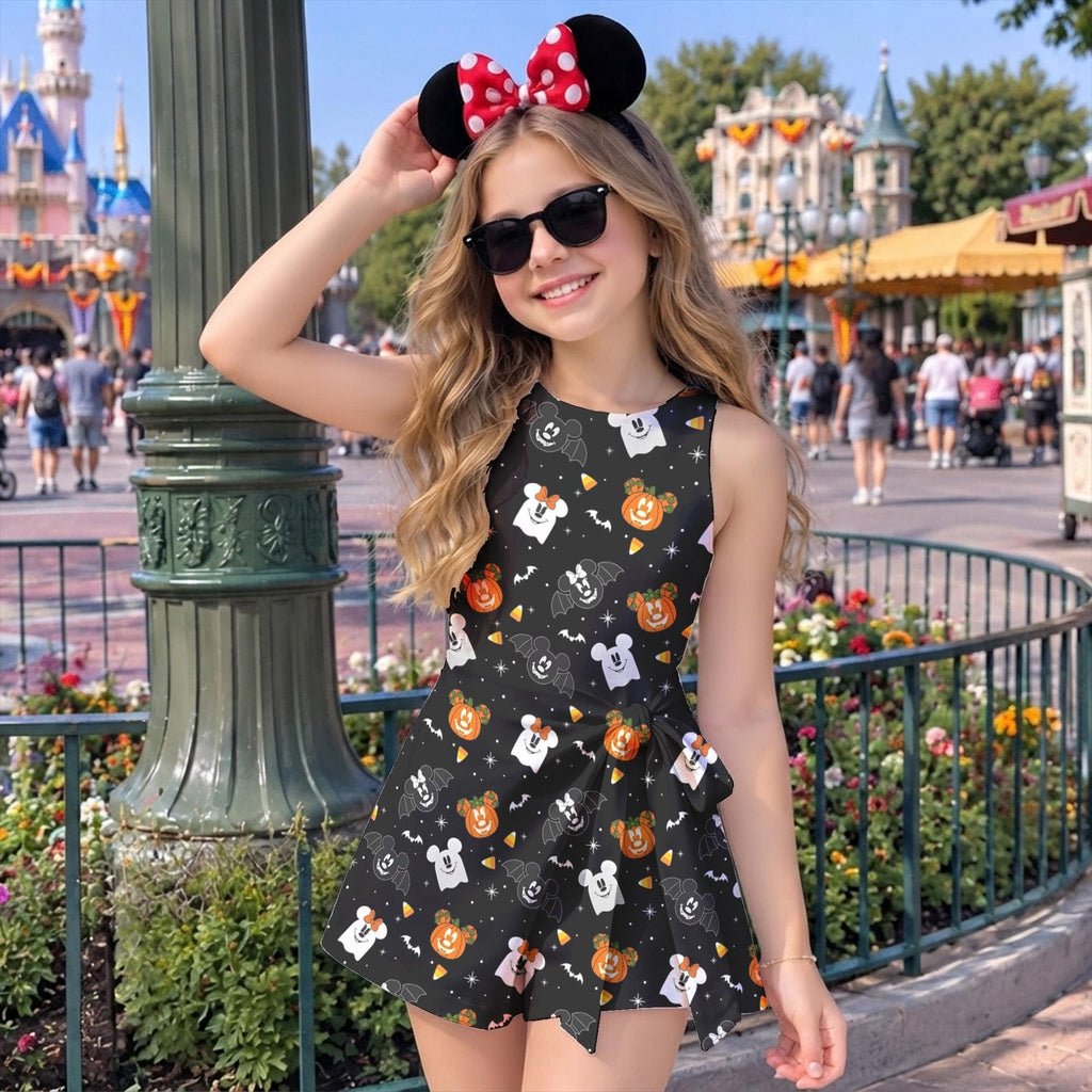 Mickey Minnie Halloween Boo Pumpkin Tennis Dress, Magic Kingdom WDW Disneyland Fall Trip Outfits, Disney Halloween Women's Dress